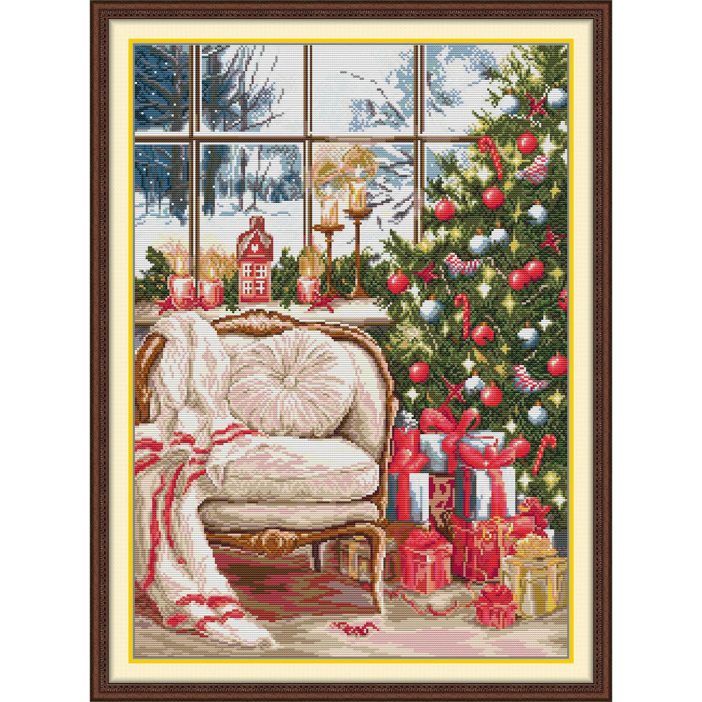 

Soulgift News Набор для вышивки крестом с предварительной печатью, штампованная ткань Аида с нитками DMC, набор для вышивания - украшение на Рождество