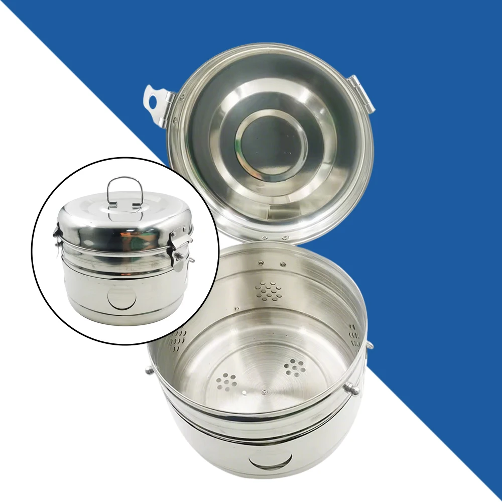 

17cm Dental Storage Tank with Cover 304 Stainless Steel for Cotton Gauze and Instrument Sterilization