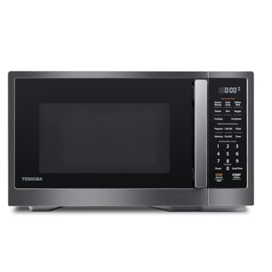 Countertop Microwave Oven with Stylish Design for Kitchen Essentials 13 Auto Menus Mute Function 1.2 Cu Ft 1000W Black Stainles