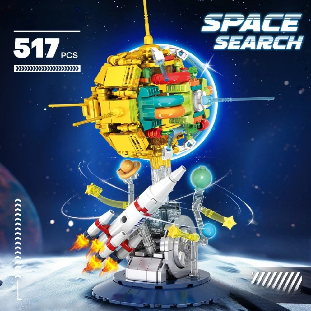 MOC universo espacio planeta cohetes satélites artificiales juego de bloques de construcción ciencia aeroespacial explorar juguete niños regalo de cumpleaños