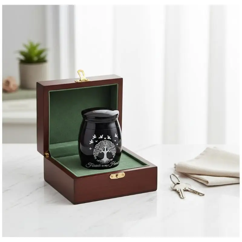 Small Urn for  1.57 Inch Keepsake with Tree of Life Design Human Memorial  Holder for Home and Funeral Tribute