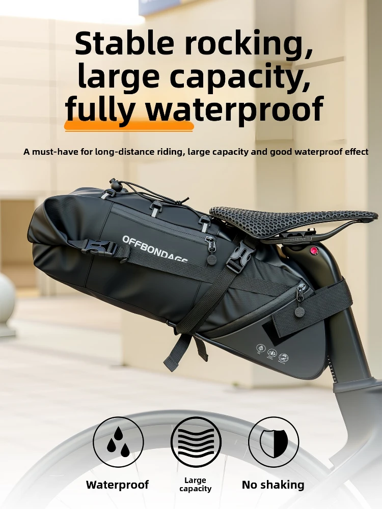 AliExpress OFFBONDAGE Bicycle Saddlebag Waterproof 15L Large Capacity Bike Bag Cycling Tail Bag MTB Foldable Rear Bag Bike Road Luggage