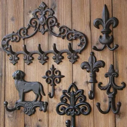 Retro Iron Hooks Courtyard Gardens Outdoor Creative Decoration Clothes and Key Hooks European Style