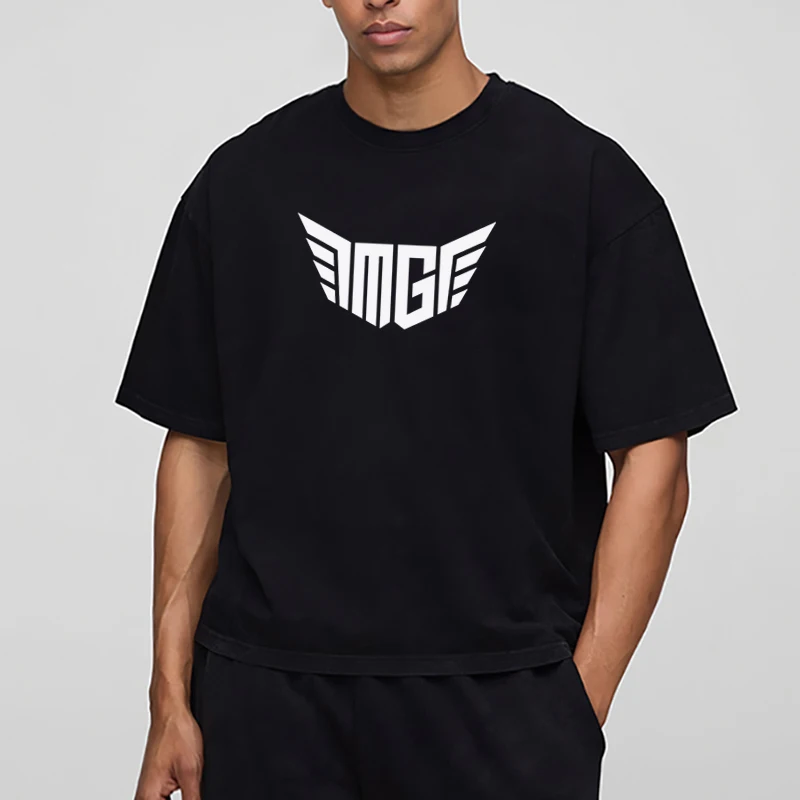 

Мужские футболки для бега Boxy Fit, 240 г/м2, 100% хлопок, футболки с короткими рукавами и круглым вырезом, большие повседневные базовые футболки