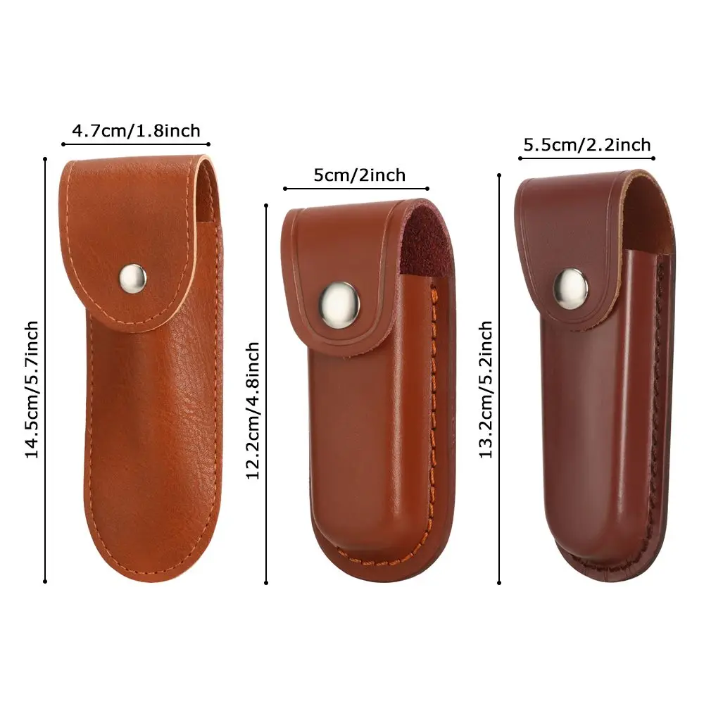 1PC Brown Fold Knife Cover Tool Flashlight Belt Loop Case Holder Leather Sheath Pocket Hunt Camp Outdoor Carry Equipment