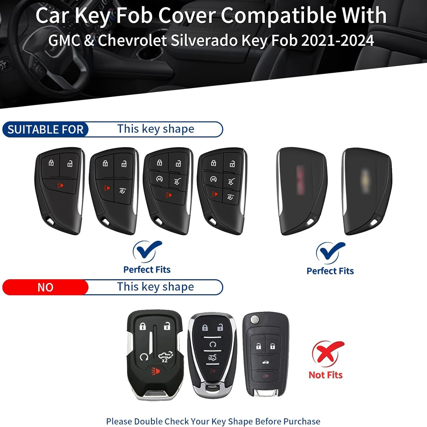 Forged Carbon Fiber Key Cover for Chevrolet & GMC Sierra Yukon Canyon Denali Chevy Silverado Suburban Tahoe 2025 Key Shell Case