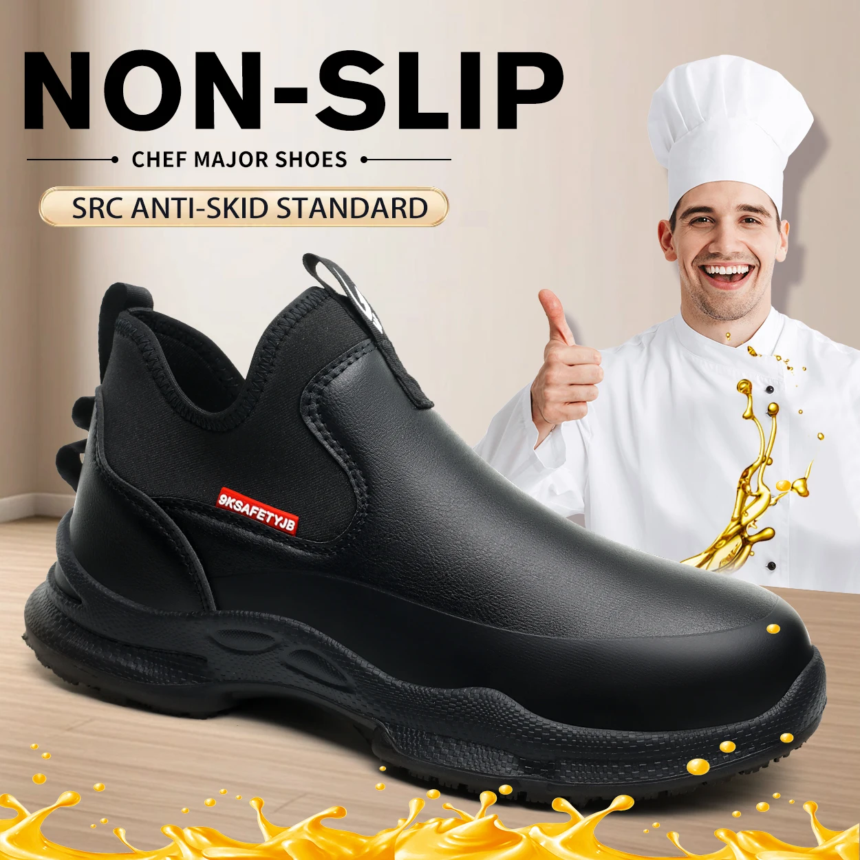 Shevalues Herren Eva Clogs Herren Kochschuhe Rutschfeste Küchenschuhe Arbeitsschuhe Ölbeständige wasserdichte und verschleißfeste Gummischuhe – Detail 7