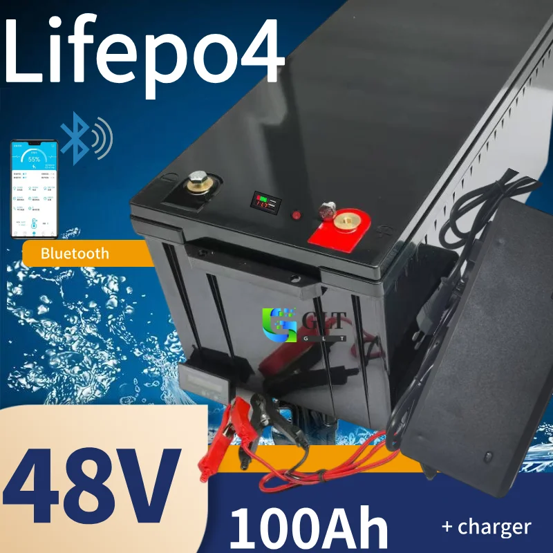 

lifepo4 lithium batterry 48v 100AH with bluetooth APP for 3000W tricycle inverter Solar energy storage scooter + 10A charger