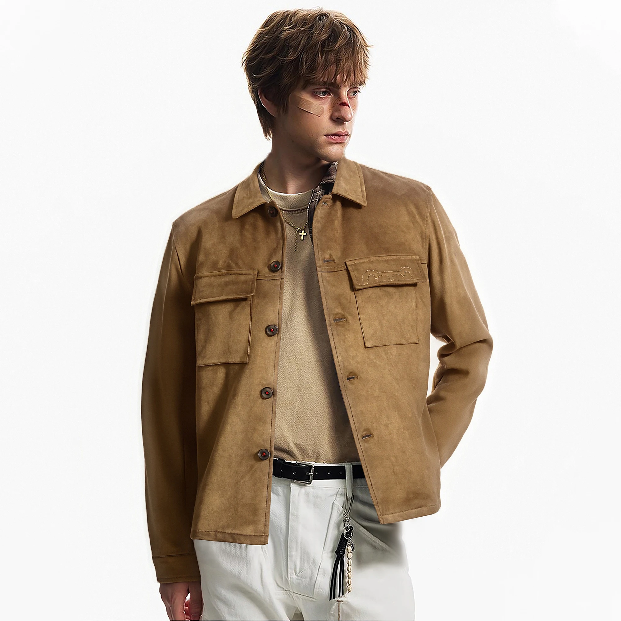 

Men's Coat Autumn Winter Fashion Vintage Street Style Button Design Men's Long Sleeved Casual Pocket Design Men's Classic Jacket