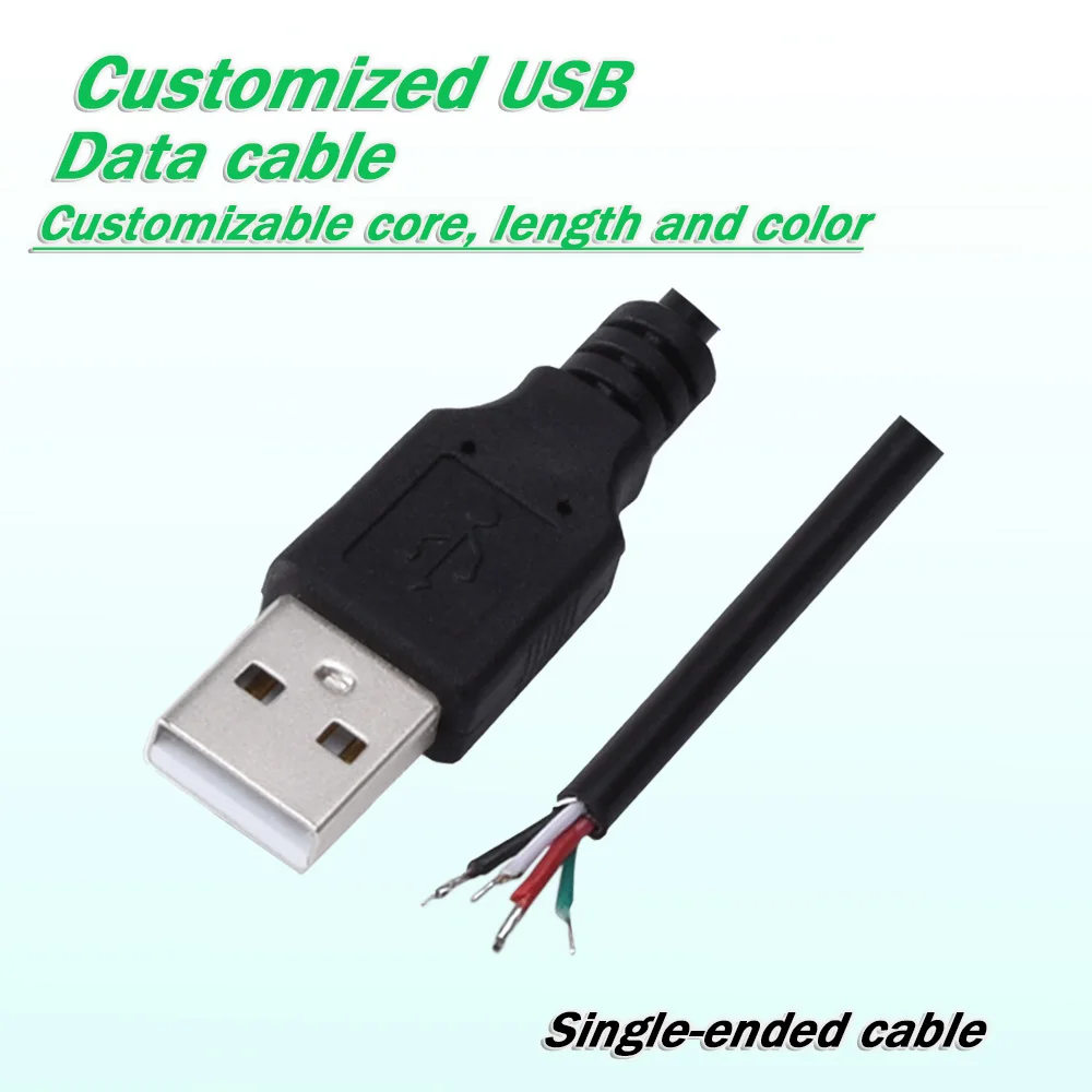 USB Single Head Open Cable Semi-finished USB To 4pin Open DIY Soldered Data Cable USB Male 4 Core Single Plug 24AWG 1m