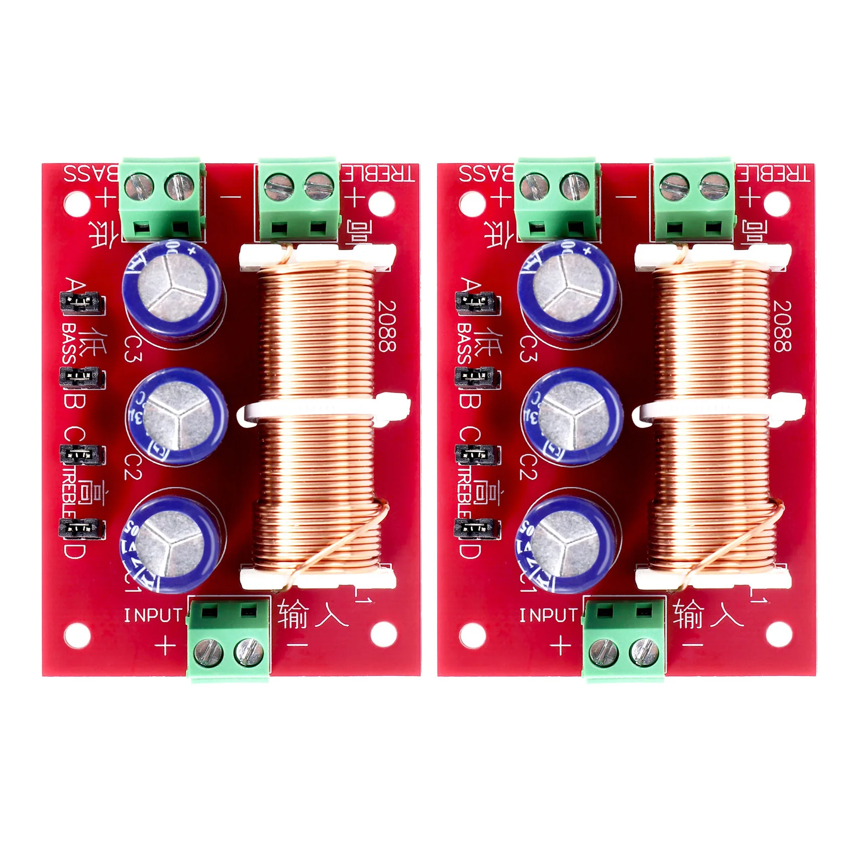 A45U YLY-2088 Audio Frequency Divider 400W Adjustable 2 Way Crossover Filters Full Range Treble Bass Frequency Divider