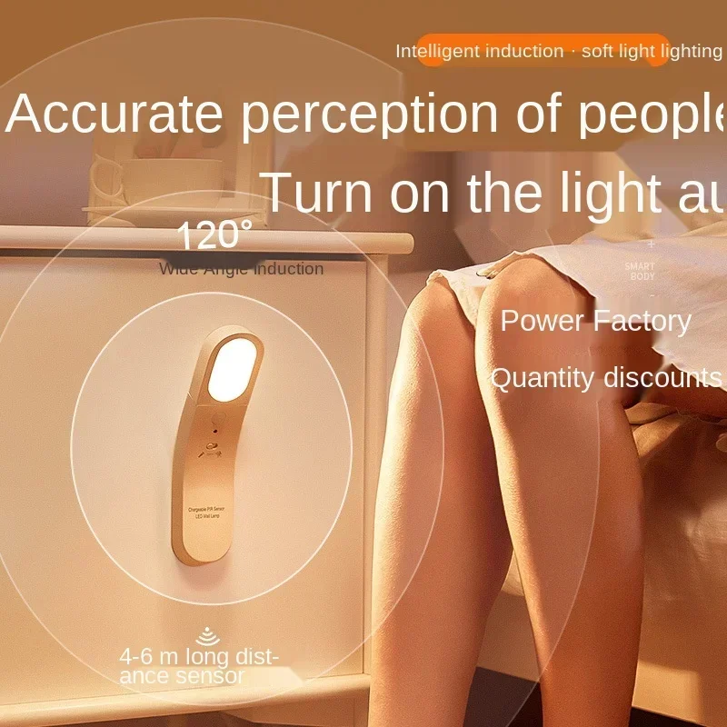 Usb Rechargeable Cabinet Light Human Body Induction Living Room Corridor Wall Light Bedside Night Feeding Light Night