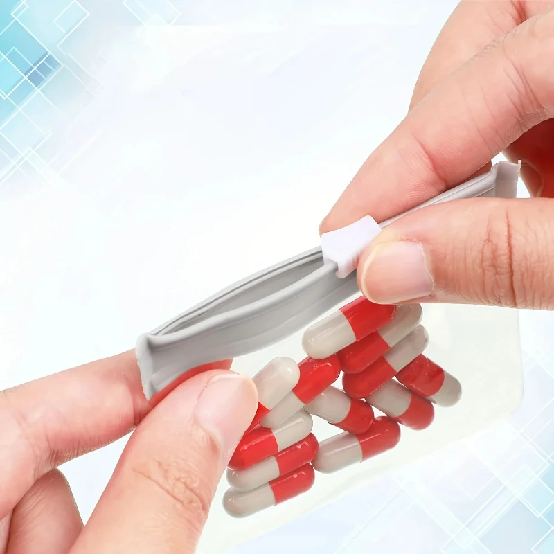 7pcs/set Reusable Travel Zipper Pill Bags Set Semi Transparent Self Sealing Medicine Storage Container for Travel