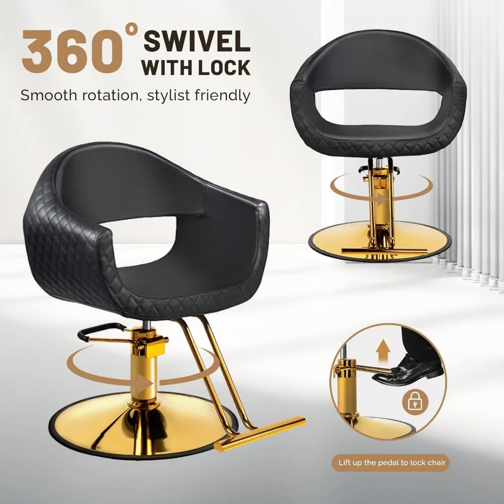 Poltrone da barbiere, poltrona per styling, poltrona da salone per parrucchiere, pompa idraulica resistente, 360 ° Girevole con poggiapiedi, sedia per lo styling