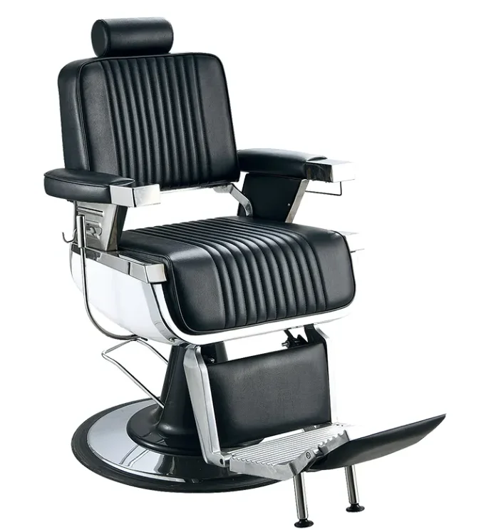 Chaises de barbier à hauteur de siège réglable, plaque plaquée, chaise pour salons de coupe de cheveux, entièrement personnalisée, noire, moderne