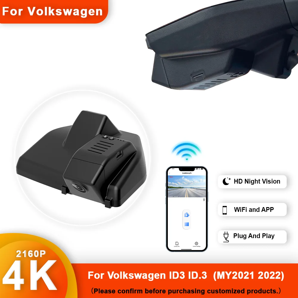 

4K Plug and Play Easy To Install Car Wifi Dash Cam Dvr Camera For Volkswagen id3 for Volkswagen id 3 for vw id3 for vw id 3 2021