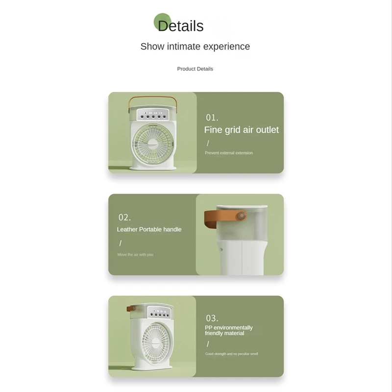 Eas-Klimaanlage Lüfter USB persönlichen Luftkühler Mini Luftbe feuchter Nebel ventilator mit 7 Farben LED-Leuchten tragbaren Lüfter