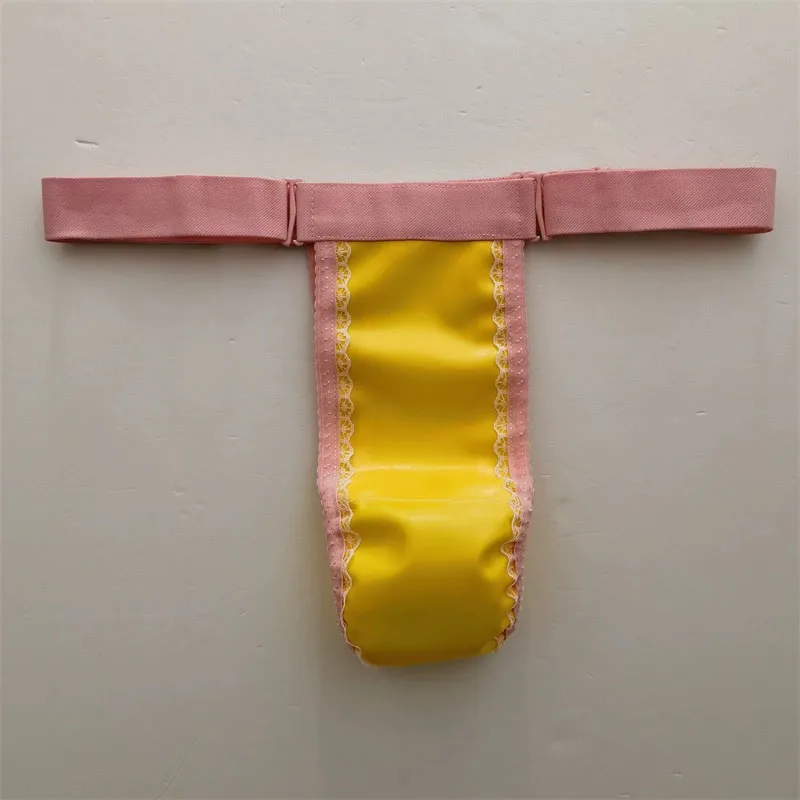 

Man Sexy Latex Half Sheer T Briefs Sheath Elastic Low Waisted Thong Sissy Fetish T-back Hygiene Panties FKK Dance Party Costume