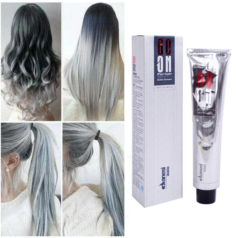 Hair Dye Light Gray Hair Color Quickly Dyes And Fixes Color Lasting Effectively Fashion Whitening Hair Coloring Cream TSLM1