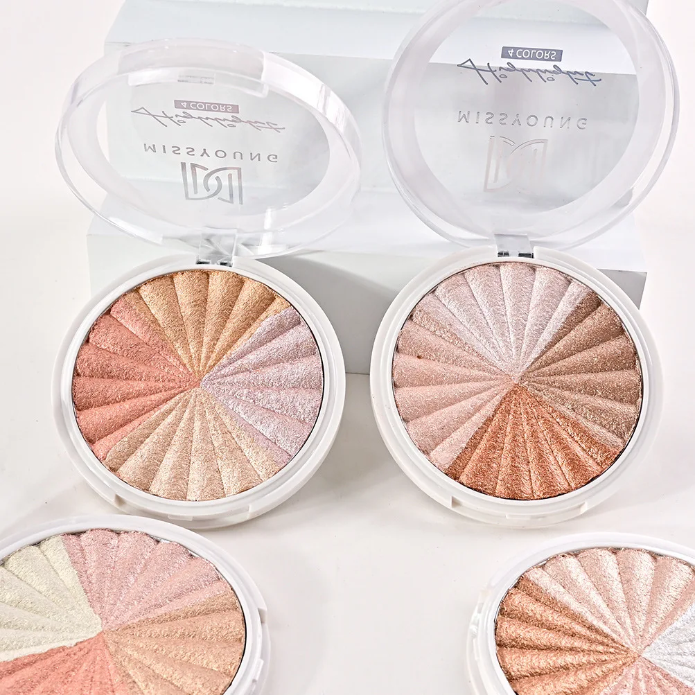 MISSYOUNG 4-Farben-Highlight erhellt den Hautton, glitzernder Körper, schimmernder Bronze-Puder, langlebige Mode-Gesichts-Glitzer-Konturpalette