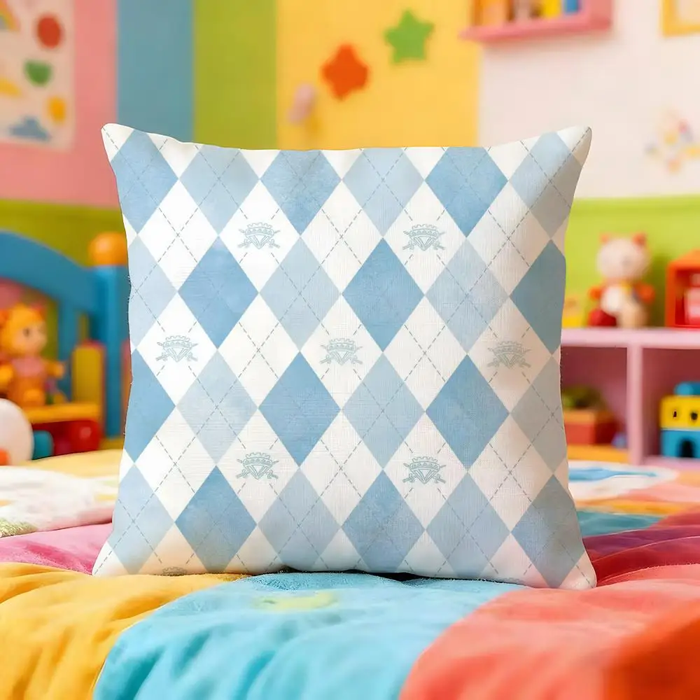 Argyle Cushion Cover Premium Soft Pillowcase Skin-Friendly Breathable Multi-Purpose for Home Office Travel