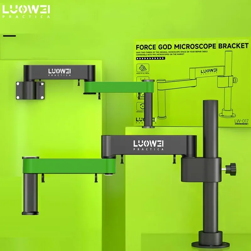 Luowei-Microscope trinoculaire à bras articulé, support universel rotatif, caméra, réparation de téléphone, rapide