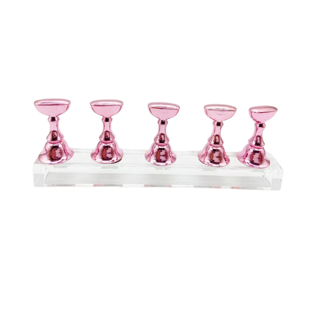 

6 Pieces Nail Practice Stands Nail Tips Holders Set Good Fixation Crystal Base Showing Shelf Manicure Tool Home