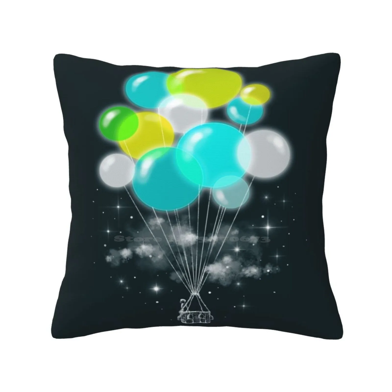 Colorful Exile Home Sofa Car Waist Throw Pillowcase Exile Colorful Colors Dreams Travel Balloons Fantasy Stars Clouds Surreal