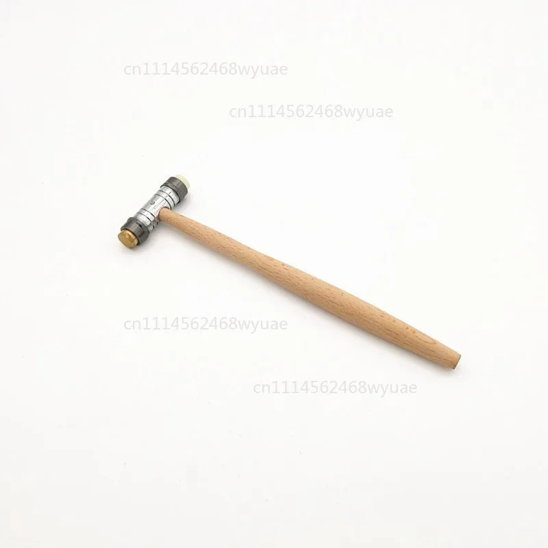 Watch Repair Tool Hammer 2 in 1 Brass Plastic Head Mallet with Wood Hand for Watchmakers