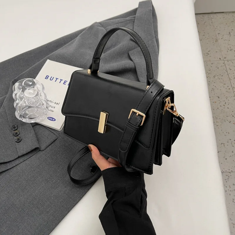 Tas Mini Kotak Vintage 2025 untuk Wanita, Tas Selempang dan Pegangan Atas yang Elegan, Tas Tangan Serbaguna yang Chic, Praktis dan Anggun ​