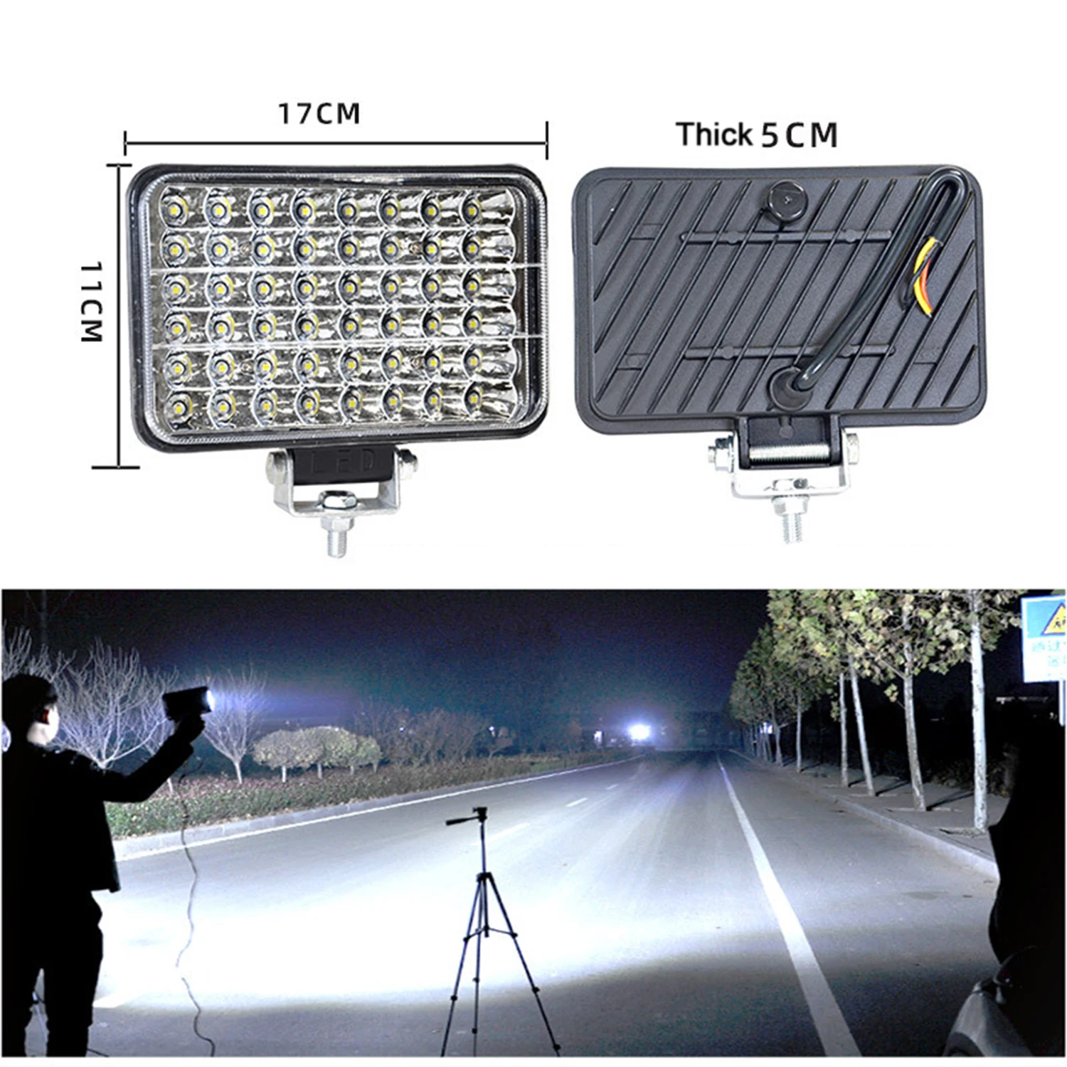 DPGKITS 2pcs Work lights 5 Inch 4X6 48 High Brightness LED For Car Motorcycle ATV RZR Jeep Freight Trucks Trailers Tractors