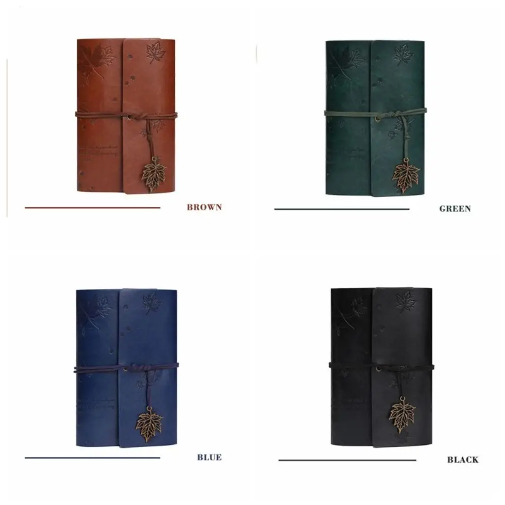 

A6 Travelers Vintage Notebook Kraft Paper Blank PU Leather Kraft Notebook Loose Leaf Binder Retro Spiral Notebook Planners