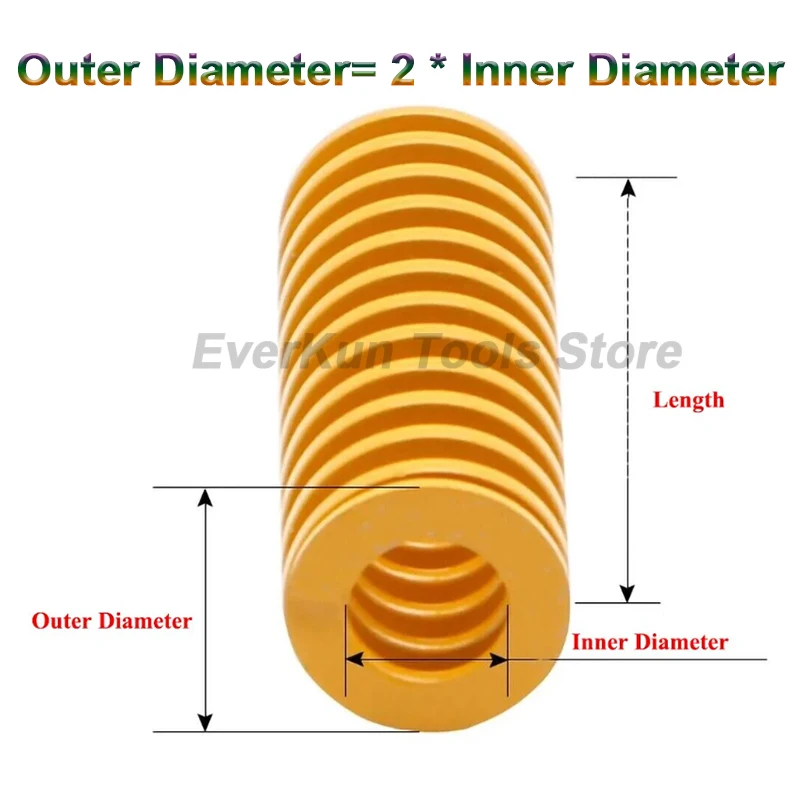 Extra Light Load Die Mold Springs Yellow Small Spiral Stamping Compression Mould Die Spring OD 14/16/18/20mm Length 20-300mm