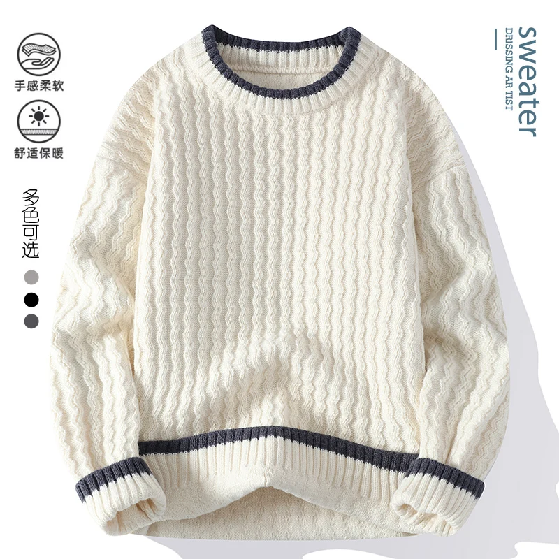 

Men sweater youth Thick Warm wool pullovers Men's Fashion Long Sleeve Sweaters 2024 Autumn/Winter Loose Knittwears M-4XL