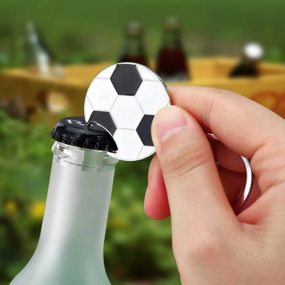 Key Pendant Souvenir Football Fans Accessory Keychains Portable Zinc Alloy Football Bottle Opener Keychain for Friends
