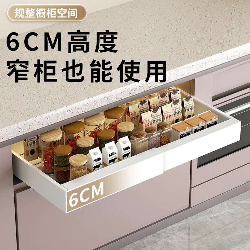 Pull-Out Expandable Kitchen Drawer Organize Metal Kitchen Storage Rack with Sliding Drawer Trays