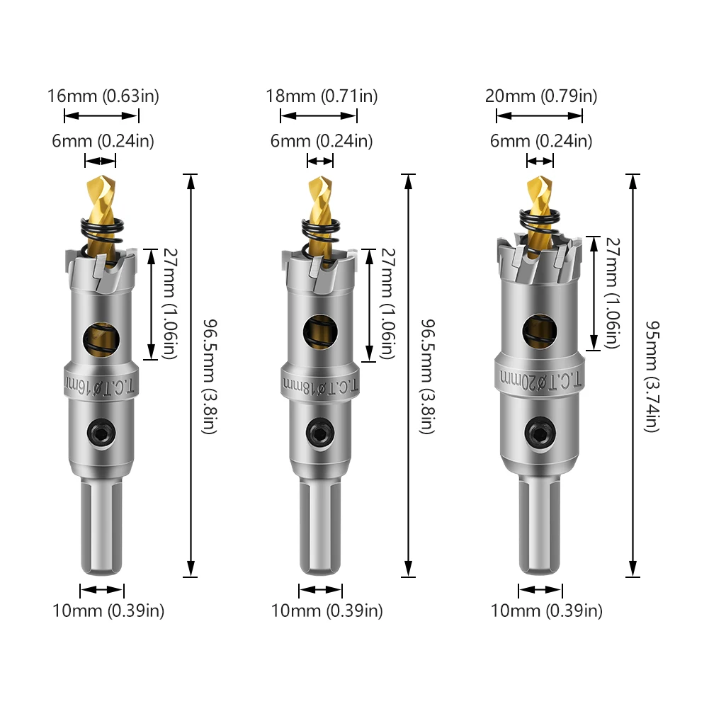 Imagem -05 - Carboneto Dica Tct Drill Bit Grupo Buraco Saw Cutter Chapa de Aço Inoxidável Perfurador 16 mm 18 mm 20 mm 22 mm 25 mm Pcs