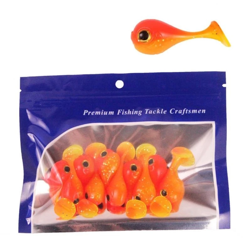 

10Pcs/Lot Big for Head Soft Lure Artificial T-Tail Soft Realistic Fishing Baits Two-color PVC Attractive Crankb