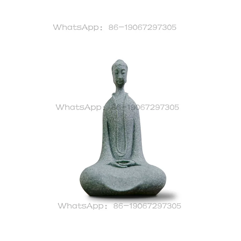 仏石像小さな仏教僧侶仏教置物禅庭飾り瞑想家庭用水槽の装飾