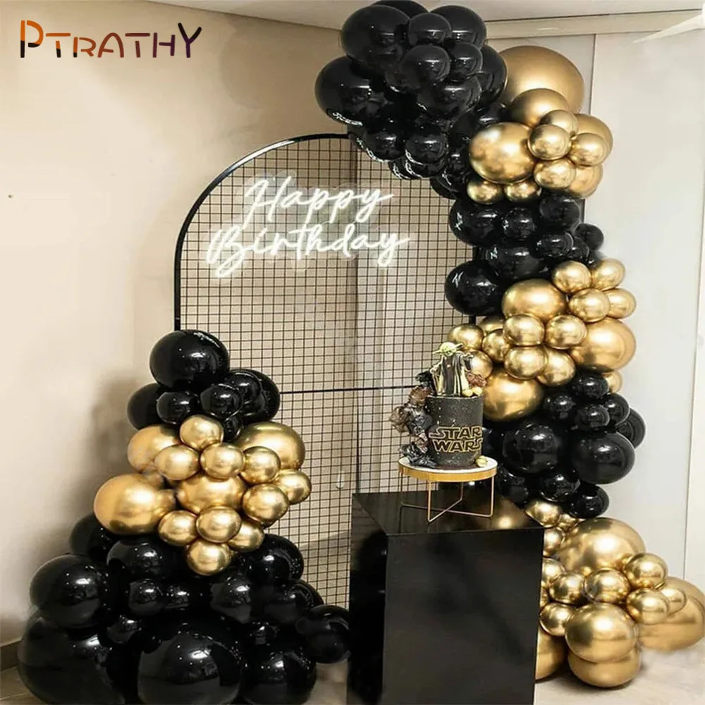 Gold Black Balloon Garland Arch Kit Confetti Latex Happy 30th 40th 50th Birthday Party Balloon Decorations Adults Baby Shower