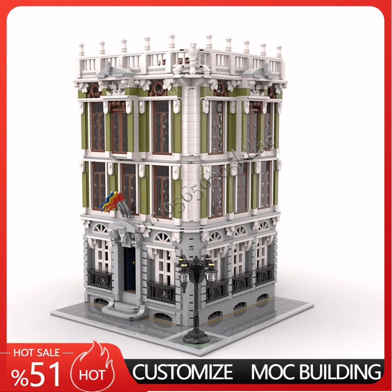 

3749PCS Moc Customize City Street Scene Modular The Consulate Model Building Block Diy Education Assembly Kids Toy Surprise Gift