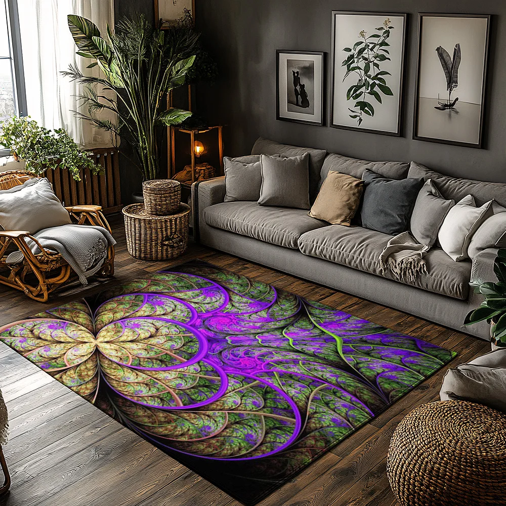 

Tuniu Яркий психоделический абстрактный цветочный коврик Нескользящий домашний напольный коврик Декор для гостиной