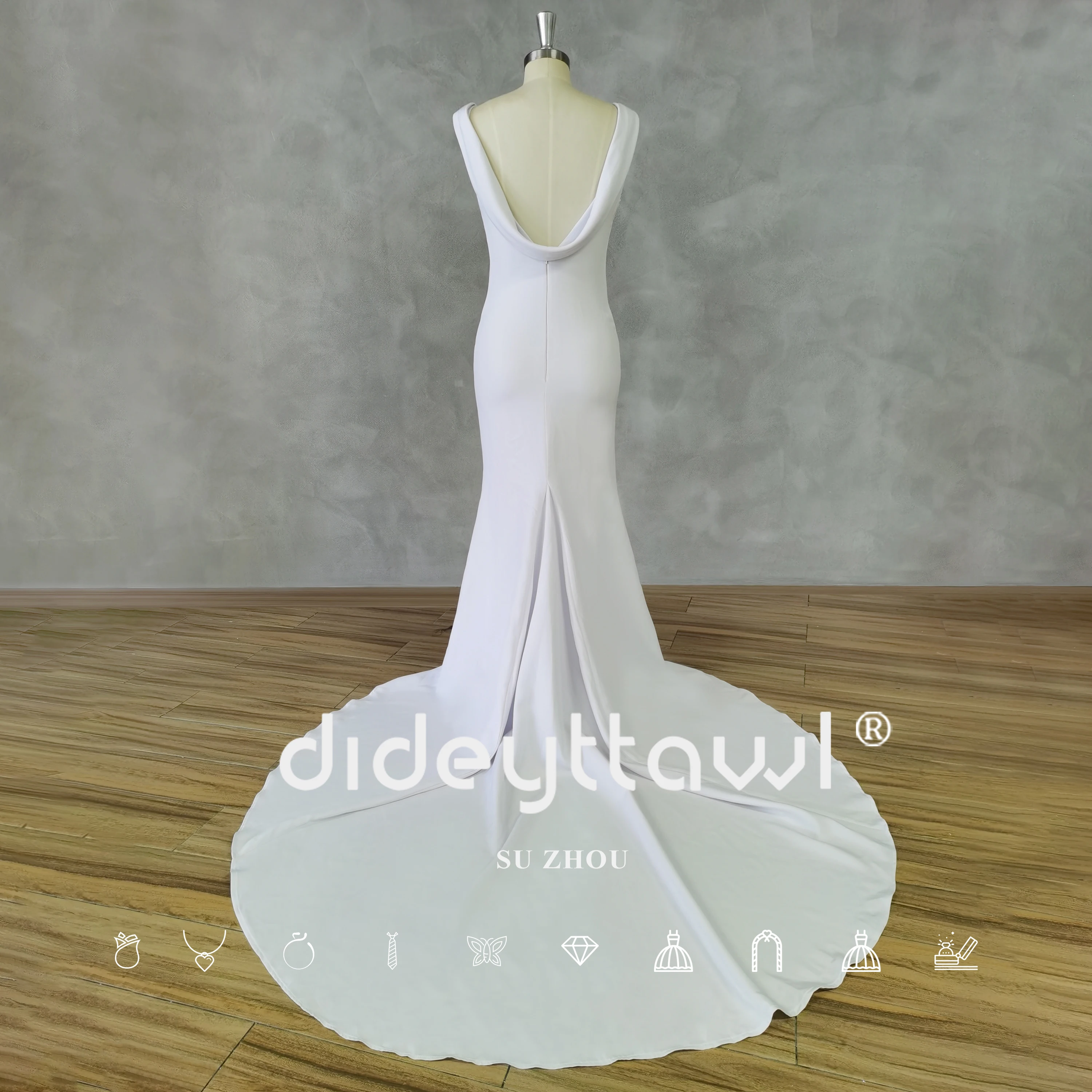 DIDEYTTAWL Real Picture Simple O-Neck Sleeveless Mermaid Wedding Dress For Women Zipper Open Back Bridal Gown Custom Made