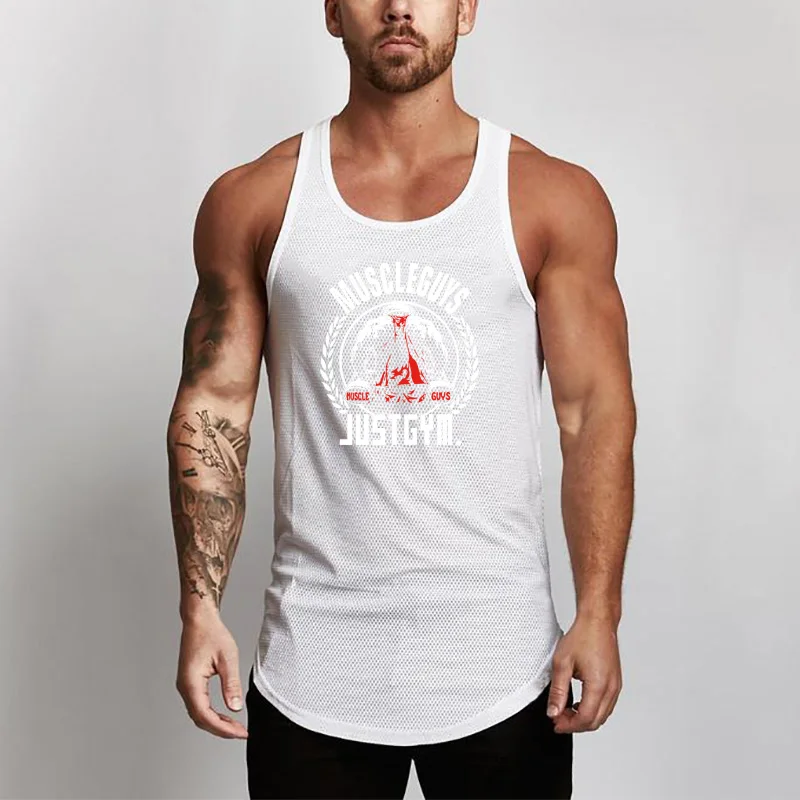 Men Mesh Breathable Pumping iron Fitnes Vest Gym Bodybuilding Quick Dry Polyester Lightweight Summer Cool Workout Top Breathable