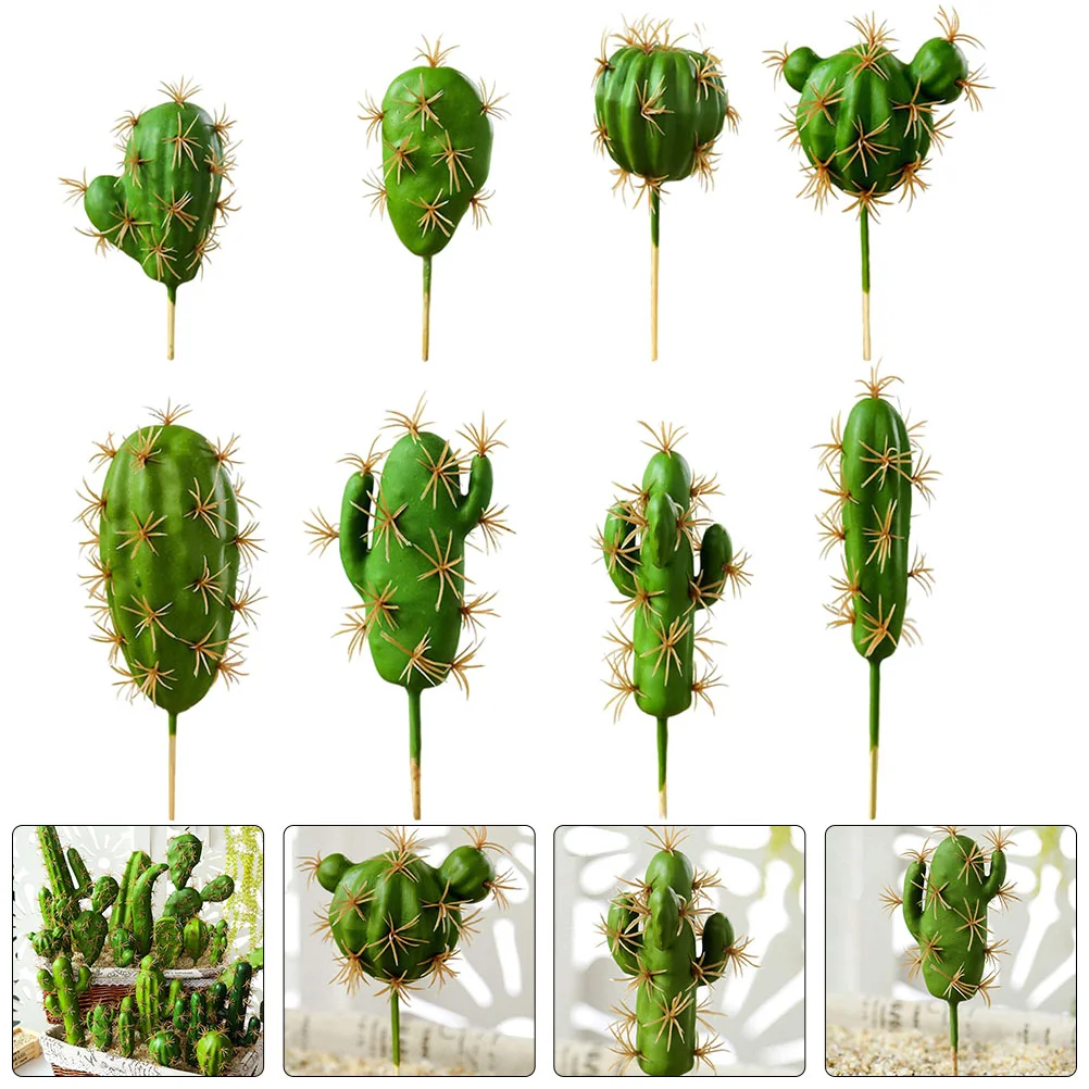 

8 Pcs Artificial Cactus Miniature Plants Succulents Simulation Fake Decorative Green