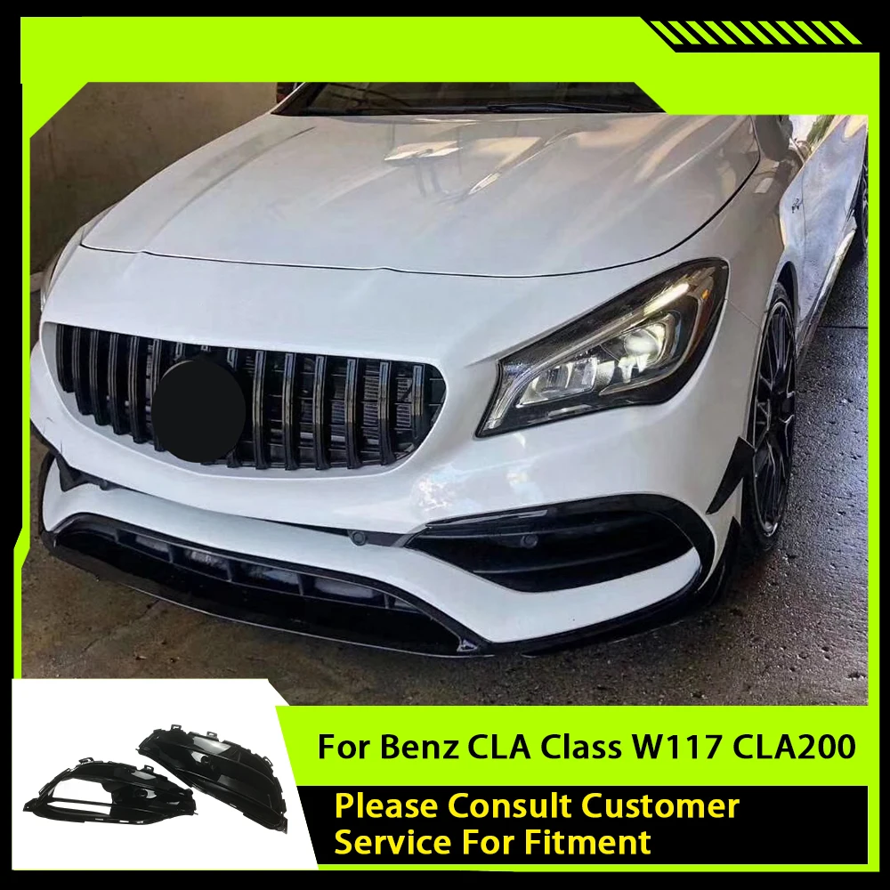 

Front Fog Light Air Vent Trim Cover Grills For Mercedes Benz CLA Class W117 CLA200 CLA220 CLA250 AMG 2016 2017 2018 ABS Black