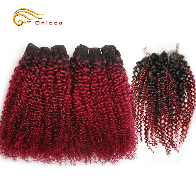 Curly Bundles With Closure Brazilian Hair Weave 6 Bundles and Closure Remy Human Hair Bundles With Closure