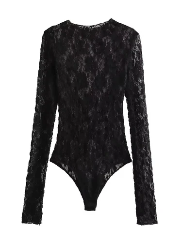 Imagen 1 del producto HH, nueva moda para mujer, monos de encaje versátiles, monos ajustados calados de manga larga, monos sexis elegantes para mujer salvaje