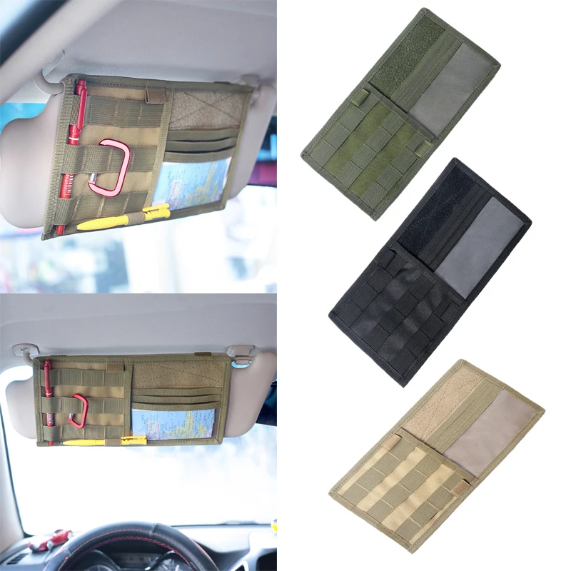 Tactical Vehicle Visor Panel MOLLE Truck Car Sun Visor Organizer CD Bag Pouch Holder EDC Tool Pouch Storage Auto Accessories