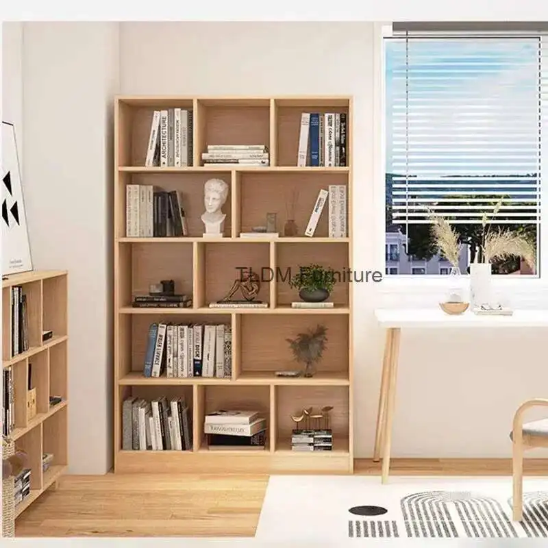 

One-piece Chinese Bookcase for Living Room Wood-based Panel Wall-mounted Multi-layer Bookcases Retro Personalized Shelf for Home